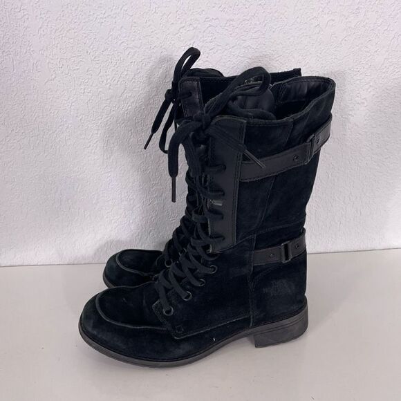 The North Face Black Leather & Suede Lace Up Combat Boots - Picture 2 of 8